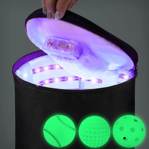Miniatura 8 de Hiboom Cargador de luz UV, bolsa de recarga LED grande para brillar en la oscuridad, Kickball Dodgeball fútbol, fútbol, baloncesto, voleibol
