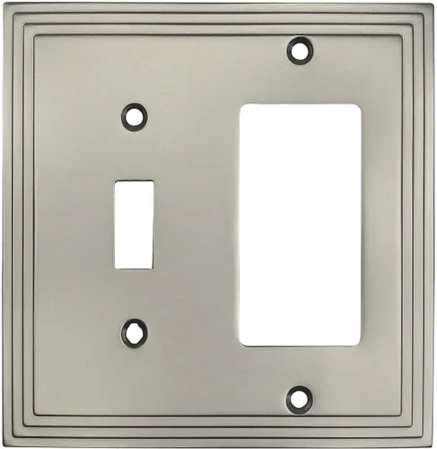 Miniatura 2 de Cosmas 25077-SN Níquel satinado Single Toggle/GFI Decora Rocker Combo Interruptor de pared Placa de interruptor de pared Cubierta