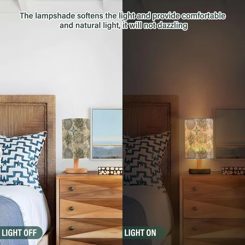 Miniatura 5 de Retro Old Books Pattern Stars Green Leaves Kids Table Lamp Night Lights for Adults for Farm Table Lamps for Kids Unique juego de lamparas de mesa