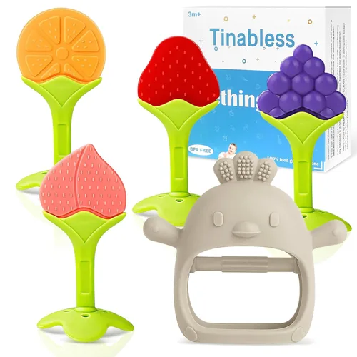 Miniatura 13 de Mordedores para la dentición (paquete de 5) - Juego de mordedores de dentición para bebés Tinabless, sin BPA, naturales orgánicos seguros