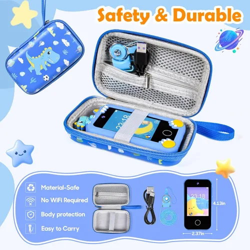 Miniatura 7 de Teléfono infantil para niños, teléfono de juguete de dinosaurio, regalos de cumpleaños de Navidad para niños de 3 a 10 años, teléfonos
