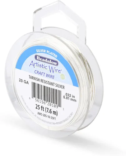 Miniatura 103 de Artistic Wire, alambre para manualidades de calibre 22 bañado en plata, resistente a las manchas, color cobre, blanco, 9,1 m