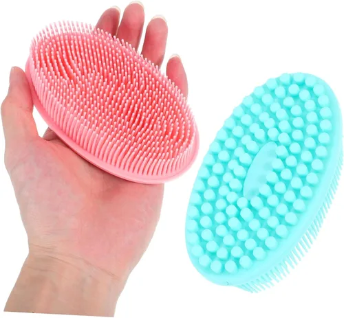 Cepillo exfoliante de baño de doble cara, masajeador de cuero cabelludo, suave y suave para niño y niña, promueve el desarrollo sensorial,