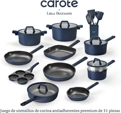 Miniatura 2 de CAROTE Juego de 31 ollas y sartenes, juego de utensilios de cocina antiadherentes de inducción de titanio, juego de cocina de granito no tóxico, sin