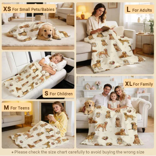 Miniatura 6 de Manta de Golden Retriever - Manta de franela suave y forro polar para perros para amantes de mascotas, mujeres, niños, niñas - 40" x 30