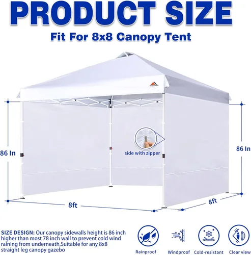 Miniatura 2 de SCOCANOPY SideWall para marco de toldo desplegable de 8 x 8 pies, paquete de 3 solamente Sunwall, (morado)