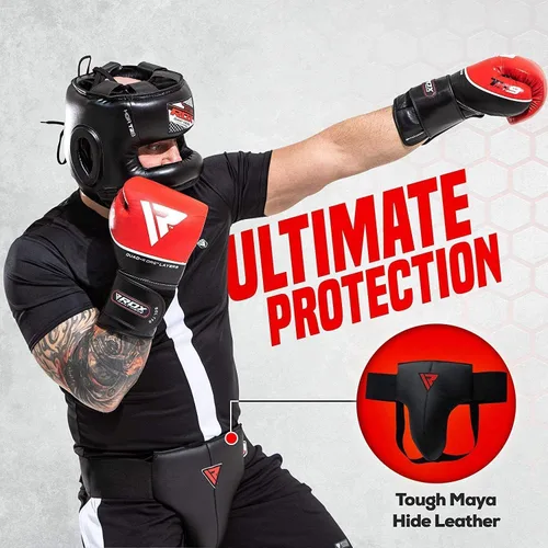 Miniatura 3 de RDX Protector de ingle para boxeo, Muay Thai, Kickboxing y entrenamiento de MMA, equipo de cuero Maya Hide Abdo para artes marciales, protector