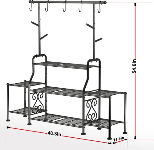 Miniatura 3 de GIOTORENT Soporte alto de metal para plantas de 3 niveles para interiores y exteriores, estante resistente para plantas para jardín, patio, balcón