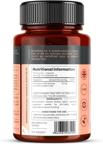 Miniatura 8 de Triple Strength PQQ (pirroloquinolina quinona) - Masivo 30mg x 60 cápsulas vegetarianas - 300% más fuerte que la mayoría de nuestros competidores