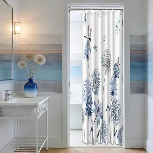 Miniatura 53 de Cortina de ducha floral para primavera y verano, flores silvestres, flores y mariposas, decoración de baño, tela impermeable con ganchos, 70
