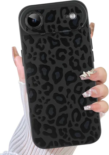 Miniatura 86 de TEAUGHT Compatible con iPhone 11 Funda con patrón lindo estampado de leopardo negro guepardo + protector de pantalla a prueba de golpes, funda