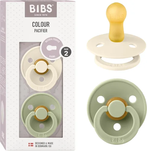 Miniatura 53 de BIBS - Paquete de 2 chupetes Bibs Colour, calmante, libre de bisfenol A, punta redonda, látex de goma natural Noche de vainilla