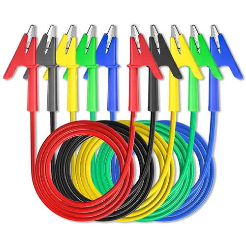 Miniatura 8 de Goupchn Clips de cocodrilo de doble extremo para cables de prueba eléctrica con clips de cobre flexibles de envoltura completa 5 piezas para pruebas