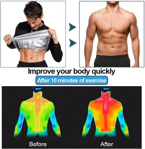 Miniatura 5 de NINGMI - Traje de sauna para hombre, chaqueta de sudor, camisa transpirable de manga larga, trajes de entrenamiento con cremallera, ejercicio