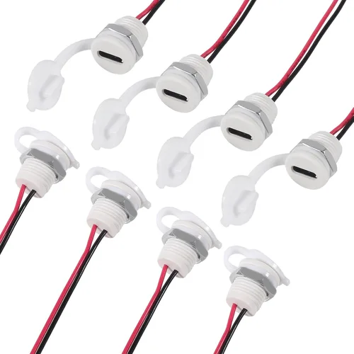 Miniatura 29 de 8pcs Bare Board Type-C Female Chassis Waterproof 2P Solder Wire Type USB C Pigtail Cable Extension Power Cable USB-C Plug to 2 Pin Bare Wire Open