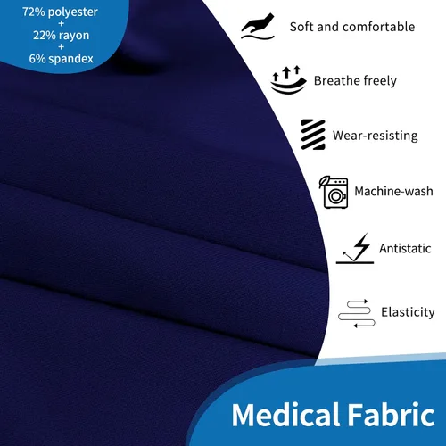 Miniatura 4 de VIAOLI Conjunto de uniforme médico atlético para hombre, cuello en V y pantalones de yoga con 8 bolsillos, uniforme de trabajo de enfermería médica