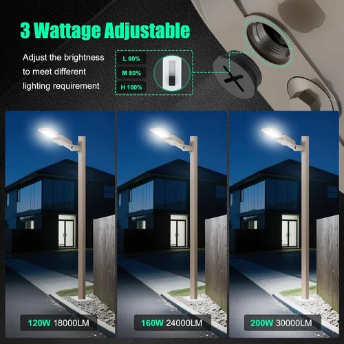 Miniatura 4 de BBESTLED Luces LED Exteriores de 200 Vatios para Lote de Estacionamiento Comercial, Luces LED de Lote de Estacionamiento con Vataje Ajustable