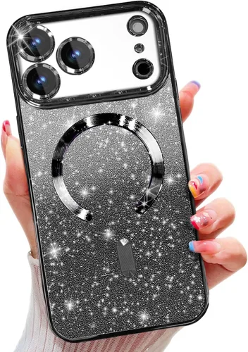 Miniatura 32 de Misscase Funda magnética compatible con iPhone 14 con purpurina y protector de lente de cámara, protección completa, compatible con MagSafe