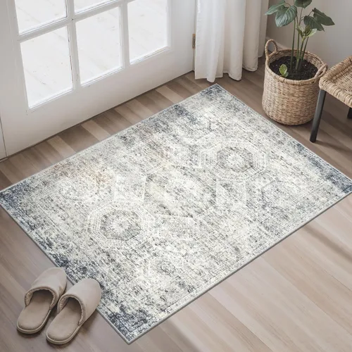 Miniatura 200 de Alfombra de pasillo Soalmost 2'6" x 10' lavable, alfombra antideslizante para cocina, baño, lavandería, alfombras vintage ultra delgadas para Beige