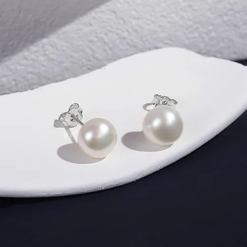 Miniatura 4 de YAMI BlackGreyWhite Pearl Earrings, Real Cultured Pearl, 925 Sterling Silver Stud Earrings Plated with 18K Gold, Classic & Elegant Jewelry Gifts for