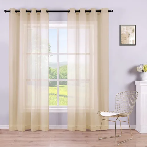 Miniatura 11 de KOUFALL Cortinas traslúcidas de 120 pulgadas de 2 paneles con ojales, juego extra largo de 10 pies de largo, cortinas altas para ventana grande, 52