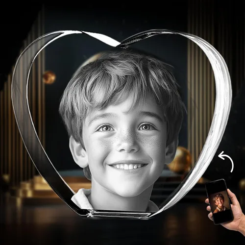 Captur3D - Foto de corazón de cristal 3D, personalizado, con imagen grabada y mensaje, regalo para cumpleaños, boda, recuerdo, día de la madre, San