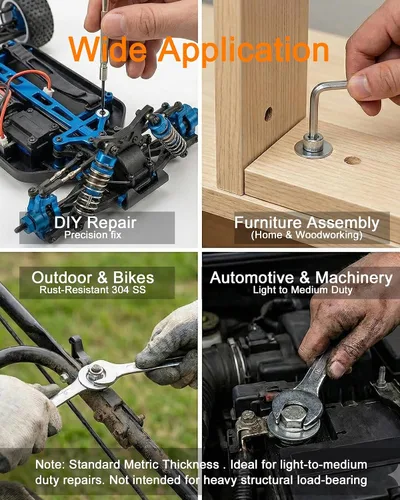Miniatura 6 de Juego surtido de 405 arandelas planas, juego surtido de acero inoxidable 304 métrico (M3-M12) – Arandela de metal con tamaños M6 y M8 más prácticos