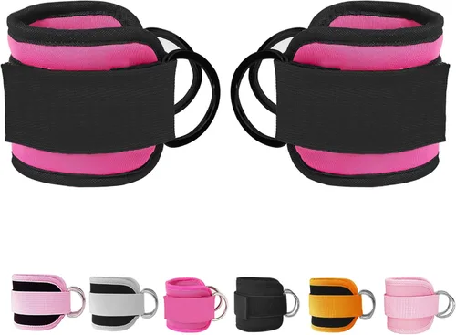 Miniatura 9 de Correas de tobillo de fitness para máquinas de cable, paquete de 2, cómodas y ajustables, puños de tobillo y muñeca acolchados, correas para piernas