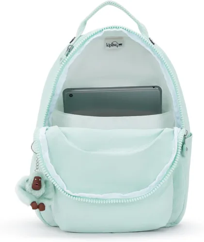 Miniatura 37 de Kipling Mochila pequeña Seoul para mujer, duradera, correas acolchadas para el hombro con funda para tableta, bolsa, Firma Emb, Mochila para tableta