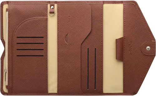 Miniatura 8 de Zoppen - Billetera de viaje con bloqueo RFID multiusos (Ver.4) Portatarjetas de pasaporte y vacunas, organizador de documentos de tres pliegues