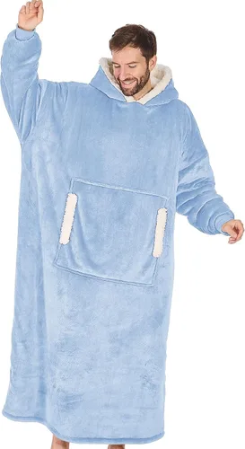 Miniatura 22 de yescool - Cobija con capucha, sudadera de franela de forro polar sherpa para adultos, mujeres y hombres, talla única