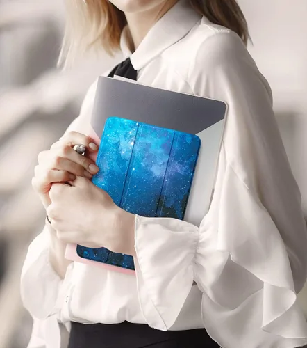 Miniatura 9 de MoKo Funda para tableta Amazon Kindle Fire HD 8 y 8 Plus (12/10ª generación, 2022/2020), funda de piel sintética con soporte triple y carcasa azul