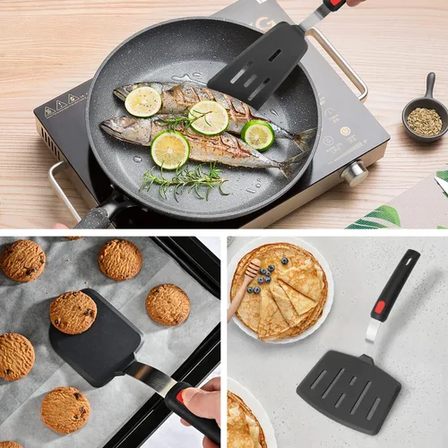 Miniatura 3 de Hotec Espátula de silicona para utensilios de cocina antiadherentes, espátulas de cocina de 600 °F resistentes al calor, espátulas de goma flexible