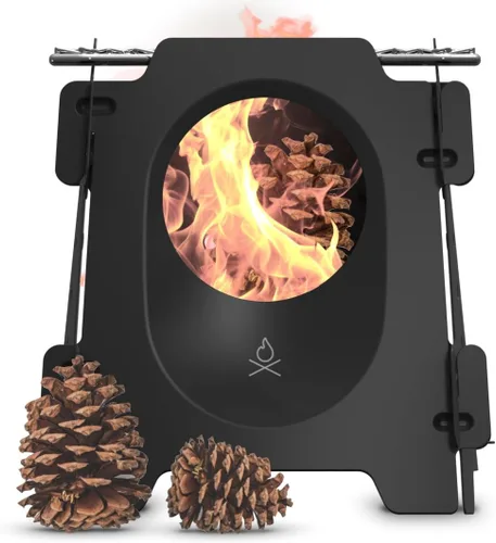 Miniatura 10 de Überleben Estufa de Camping Stöker para Quemar Leña – Estufa de Leña de Acero Inoxidable Plana de 18 oz para Mochileros, Senderismo y Cocina al