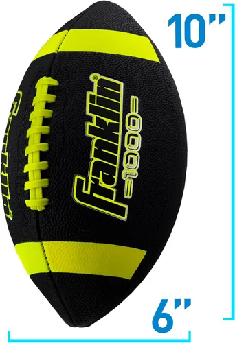 Miniatura 6 de Franklin Sports Youth + Adult Footballs - Extra Grip 1000 Official Size, Junior + Pee Wee Kids - 1 + 12 Packs Negro/Óptico