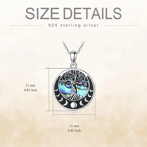 Miniatura 17 de ONEFINITY Collar de plata de ley 925 con diseño de árbol de la vida con colgante de nudo celta de concha de abulón para mujer