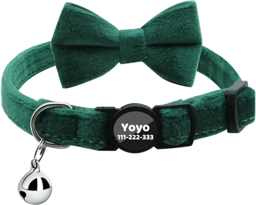 Miniatura 13 de Collares personalizados de gato con campana de lazo, liberación rápida, impresión HD, collares de gatito personalizados para niñas y niños