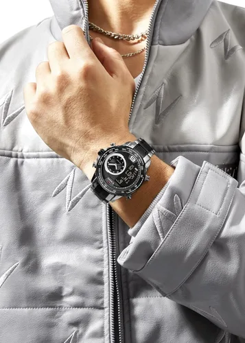Miniatura 3 de NAVIFORCE Reloj para hombre reloj de cuarzo digital de doble pantalla multifuncional de acero inoxidable