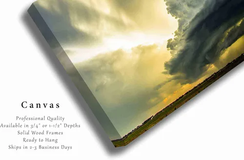 Miniatura 2 de Storm Canvas Wall Art (Ready to Hang) Gallery Wrap of Supercell Thunderstorm in Evening Sunlight in Oklahoma Extreme Weather Photography Nature