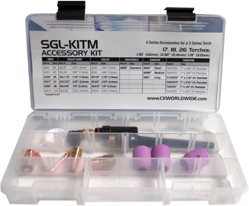 Miniatura 2 de CK SGL-KITM Kit de accesorios TIG, lente de gas rechoncho, 4GL, 1/16, 3/32, 1/8