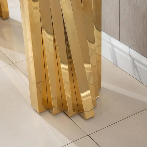 Miniatura 123 de Mesa de centro de cristal de lujo, mesa de centro de sofá de 47 pulgadas con marco de acero inoxidable dorado y parte superior de vidrio negro, mesa