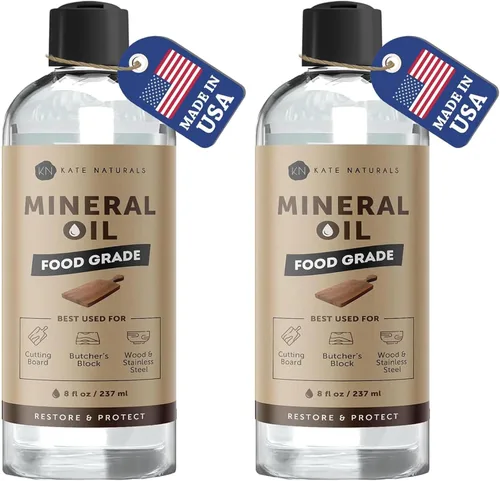 Miniatura 7 de Kate Naturals Aceite mineral para tabla de cortar madera, bloque de carnicero y cuchillo. Aceite mineral de grado alimenticio para tabla de cortar