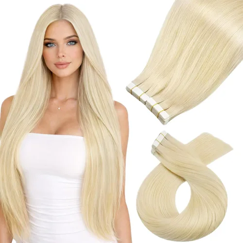 Miniatura 18 de Moresoo Extensiones de cabello humano real con cinta adhesiva, sin costuras, #1 negro azabache, 20 piezas, 1.76 oz (50 g), 24 pulgadas