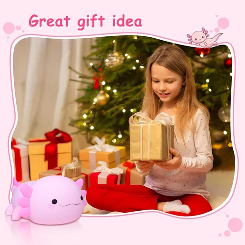 Miniatura 7 de Ammonite Axolotl Gifts, Luz Nocturna de Axolotl para Niños - Lámpara LED Táctil de Silicona Suave y Linda, Navidad Cumpleaños, Decoración Kawaii