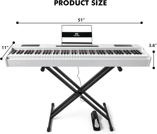 Miniatura 9 de Piano digital MUSTAR 88 teclas, teclado pesado con acción de martillo, MDP-1300 teclado pesado con soporte, teclado de piano eléctrico
