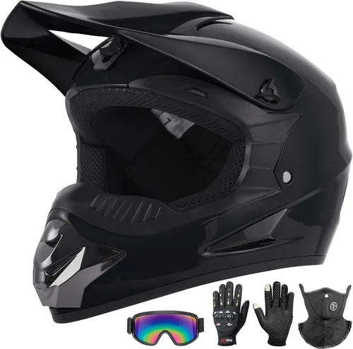 Miniatura 12 de Casco de motocross juvenil para niños, aprobado por el DOT, equipo de seguridad de cara completa para bicicleta de montaña, ATV, motocross