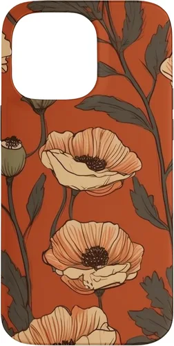 Miniatura 21 de iPhone 16 Floral Pattern Poppies Terracotta Poppy Flower Case