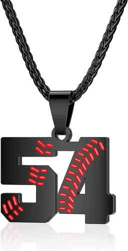 Miniatura 36 de Collar con número de béisbol para niños 00-99, collar con número de camiseta de béisbol de acero inoxidable, colgante personalizado, regalo