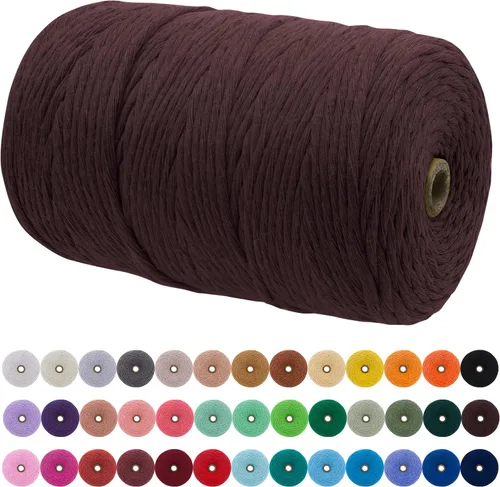 Miniatura 68 de JeogYong Cordón de macramé de un solo hilo 2mm x 164 yardas (492 pies) Cuerda de algodón suave, hilo de macramé 2 mm, suministros de macramé