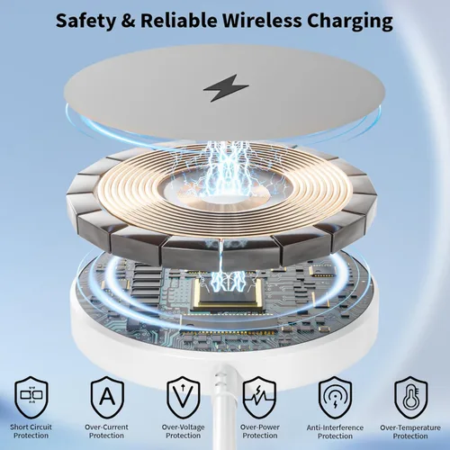 Miniatura 3 de Cargador inalámbrico magnético para iPhone, [certificado Apple MFi] Cable de carga Apple Mag-Safe de 6 pies, almohadilla de carga inalámbrica